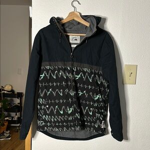 Quiksilver Black and Green Hooded Jacket